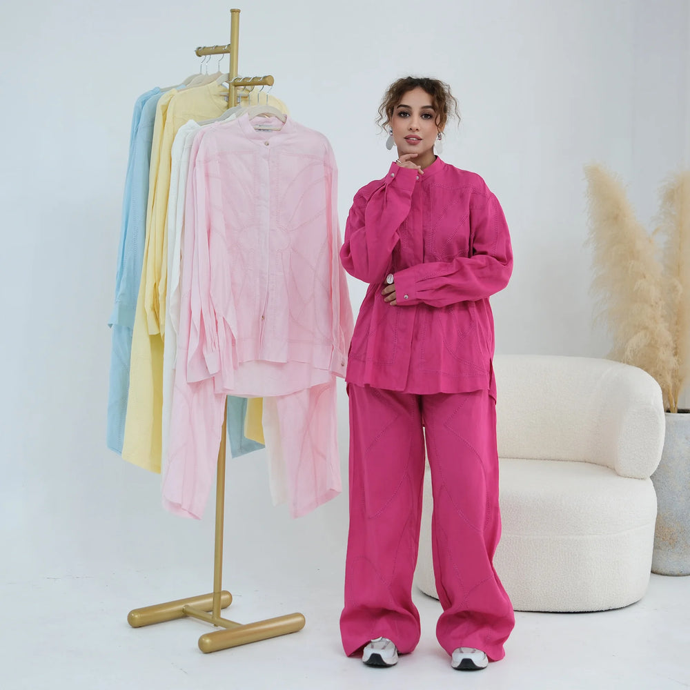Muslim Sets Women Embroidery Tops Pants Suit Eid Modest Islam Clothing Tracksuit Outfits Co ord Abaya Femme Musulmane Ensembles