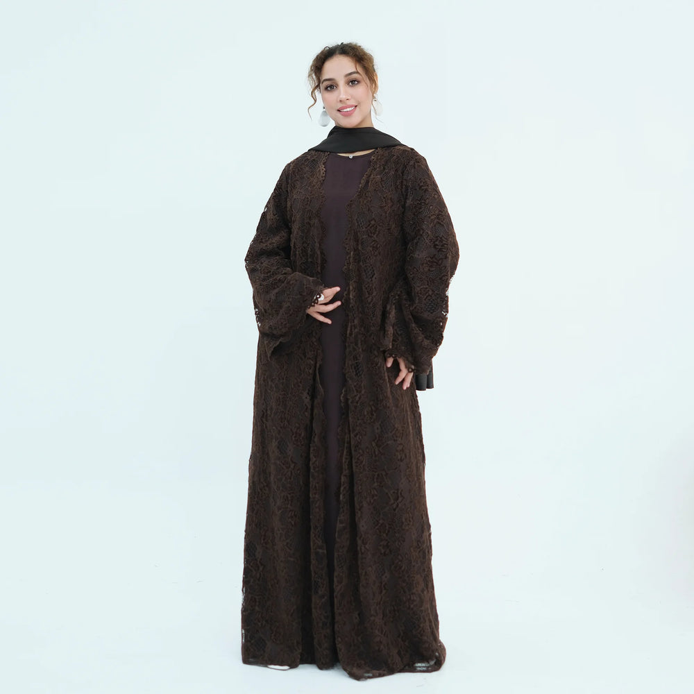 Abaya Lace Dress Women Eid Muslim Cardigan Robe Party Open Dresses Ramadan Abayas Dubai Kaftan Islam Morocco Vestidos Jalabiya