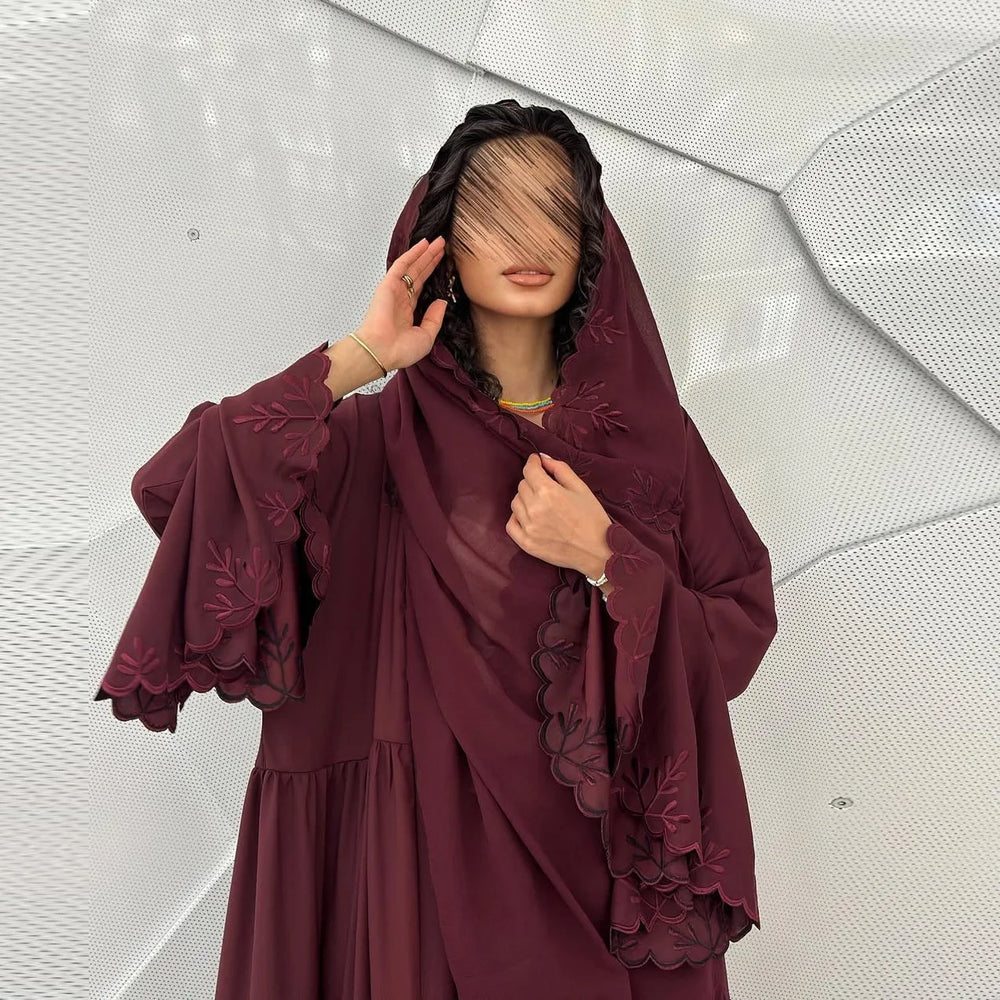 Muslim Hijab Dress Women Flared Sleeve Embroidered Long Robe Dubai Abaya Kimono Cardigan Eid Ramadan Jalabiya Kaftan Kebaya Gown