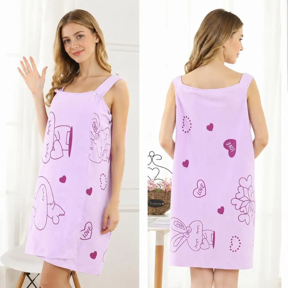 Women's Oversized Towel Dress Cute Summer Lightweight Microfiber Bathrobe for Girls & Adults Sleeveless Home Loungewear 1pcs